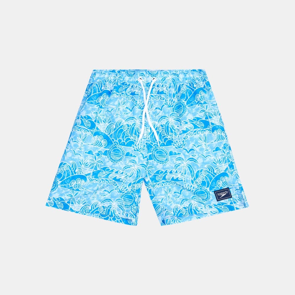 Kids Blue Surfer Print 15-Inch Swim Shorts - Image 1