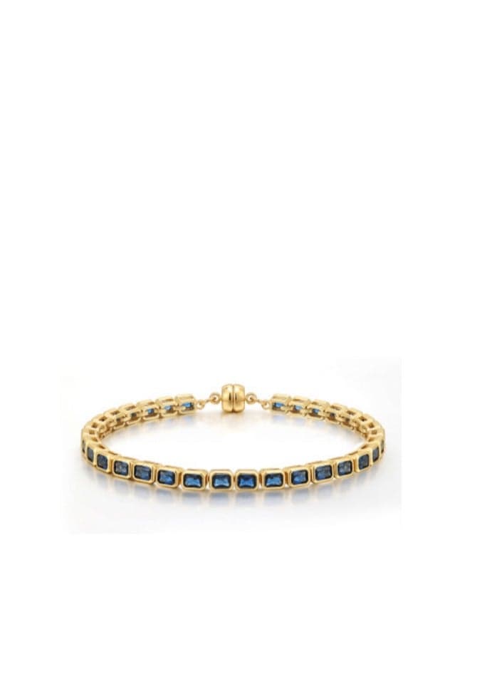 Bezel Emerald Ballier Bracelet Blue Sapphire Gold - Image 1