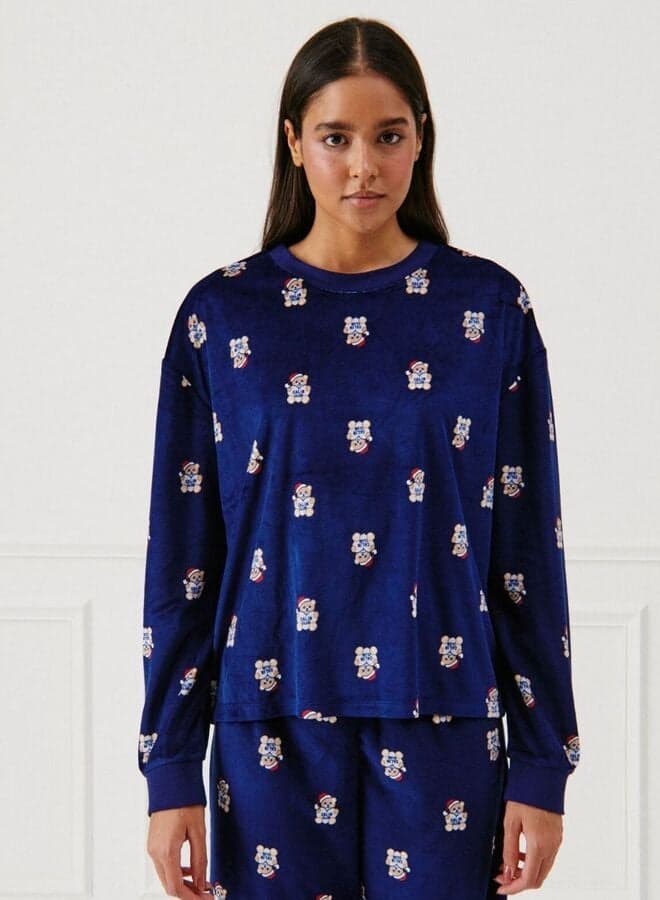 Patterned Velvet Tunic Top 655037598 - Image 1