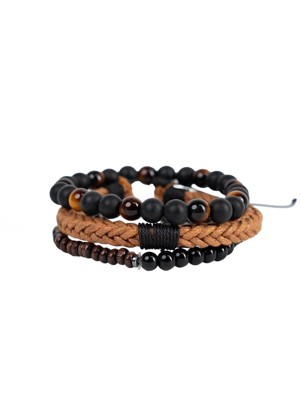Wanderer Matte Black Multi-Layer Bracelet Stack - Image 1