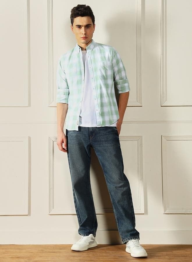 Men’s Relaxed Fit Mid Blue Cotton Jeans - Image 1