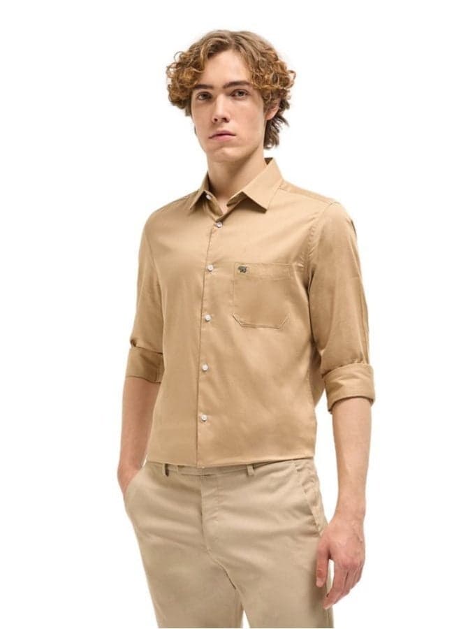 Men’s Gold Cotton Button-Down Shirt – Classic Versatile Style - Image 1