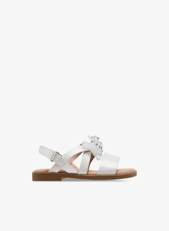 Girls White Open Toe Sandals R25Ss04913 Velcro Fit - Image 1