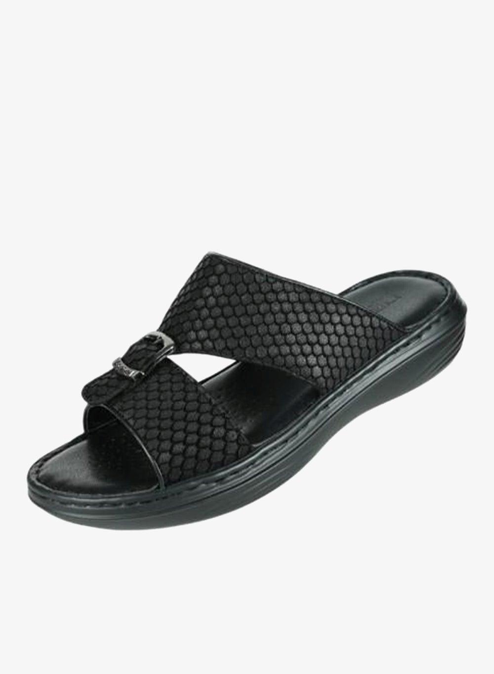 Barjeel Uno 21410-62 Black Leather Arabic Sandals - Image 1