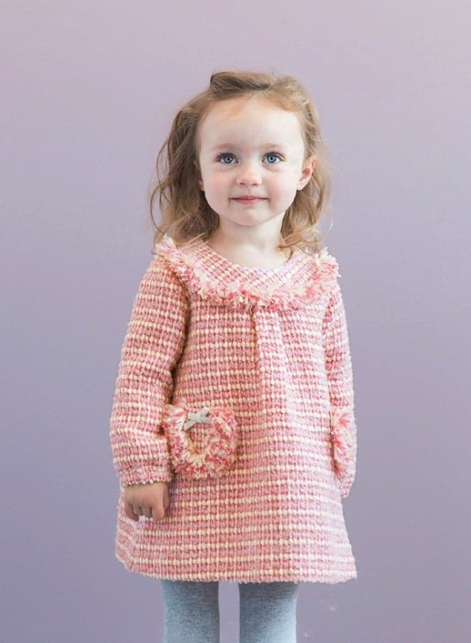 Light Pink Tweed Pocket Shift Dress - Image 1