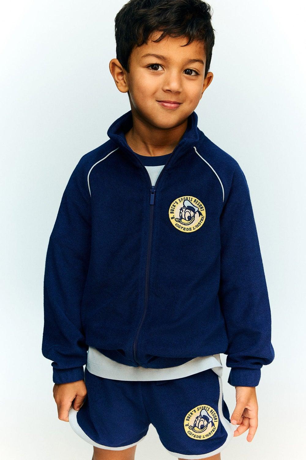 Boys Embroidered Terry Track Jacket Blue 001-76-301 - Image 1
