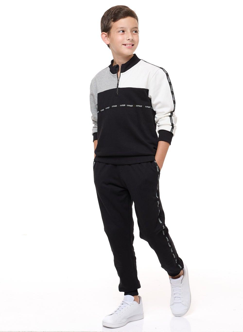 Boys’ Half-Zip Jacket & Jogger Tracksuit Set - Image 1