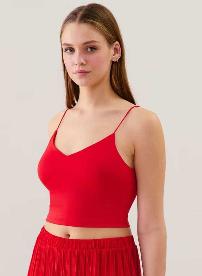 Red Microfibre V-Neck Nightwear Top 655263169 - Image 1
