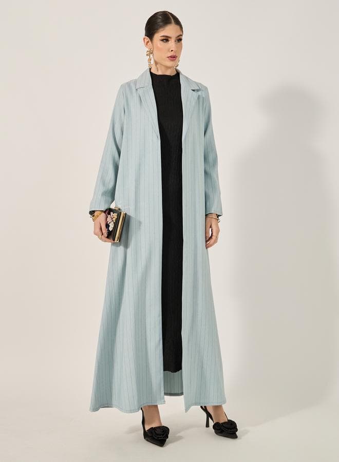 Styli Texture Front Open Notch Collar Abaya 7011809503 - Image 1