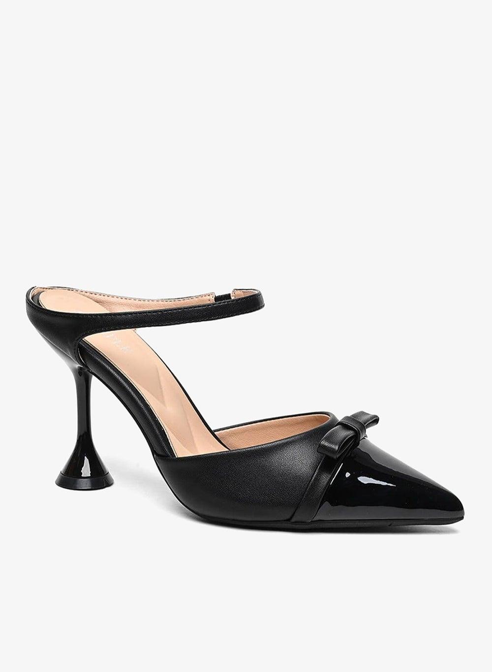 Black Mary Jane Pointed Mid Heel Pump - Image 1
