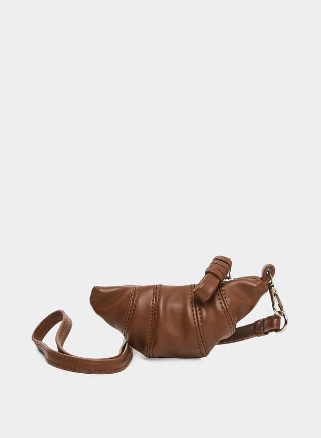 Styli Brown Half Moon Textured Shoulder Bag - Image 1