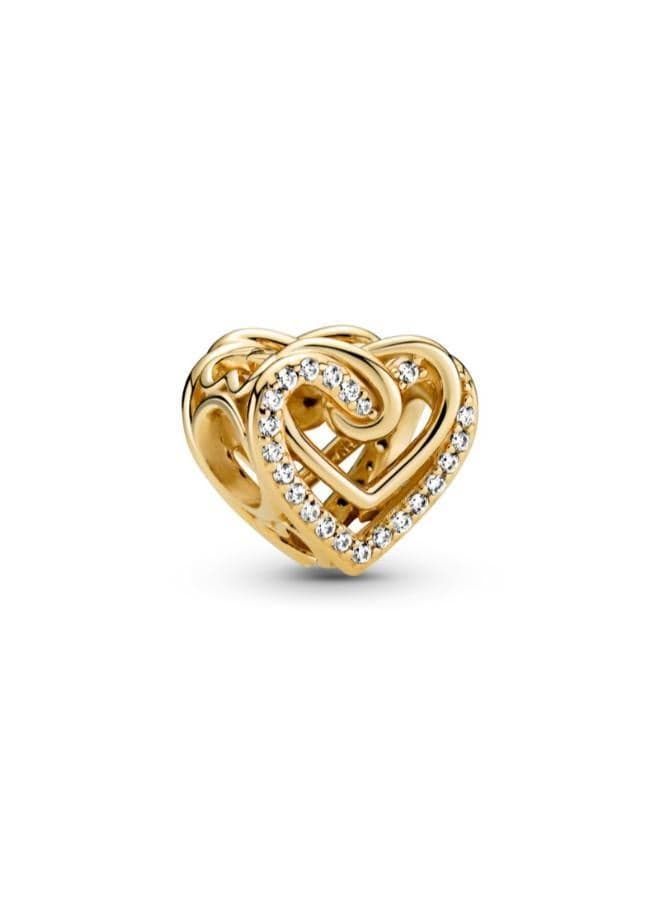 Sparkling Entwined Hearts Charm in 14k Gold Detail - Image 1