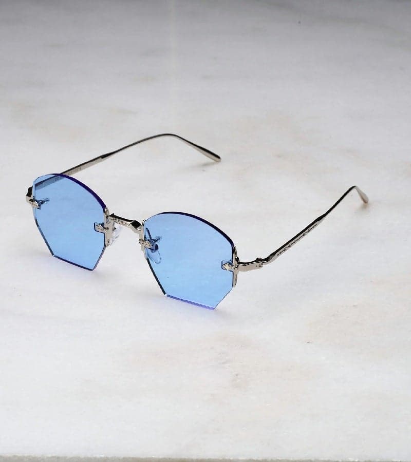 Naya A22EP3 Rimless Silver-Blue Designer Sunglasses - Image 1