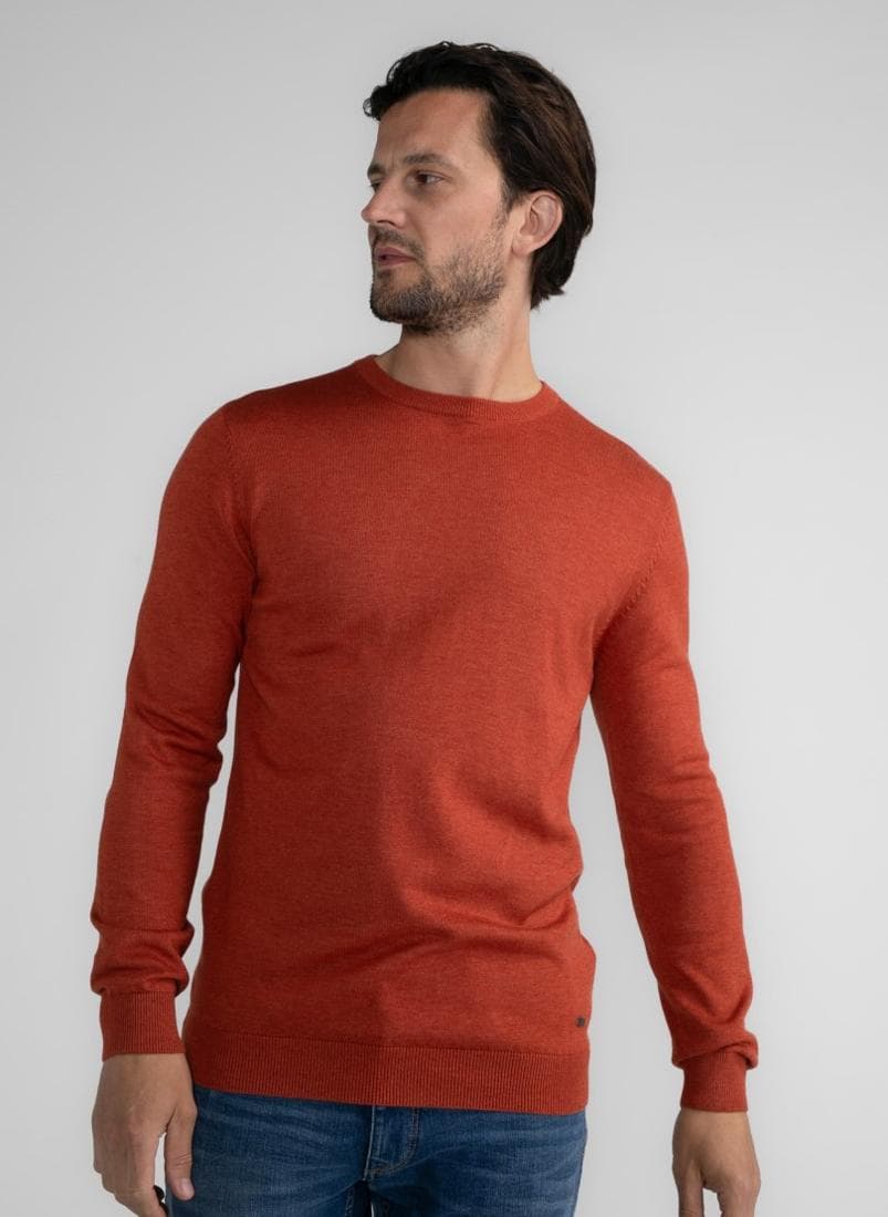 Men’s Fine Knit Cotton Blend Sweater 2121 Warm Chili - Image 1