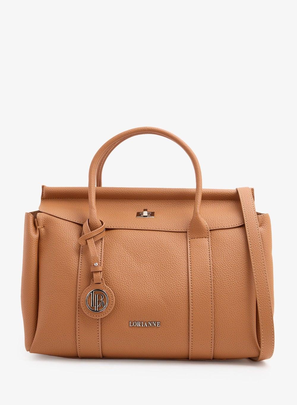 Dorina Coffee PU Tote Bag with Cotton Interior - Image 1