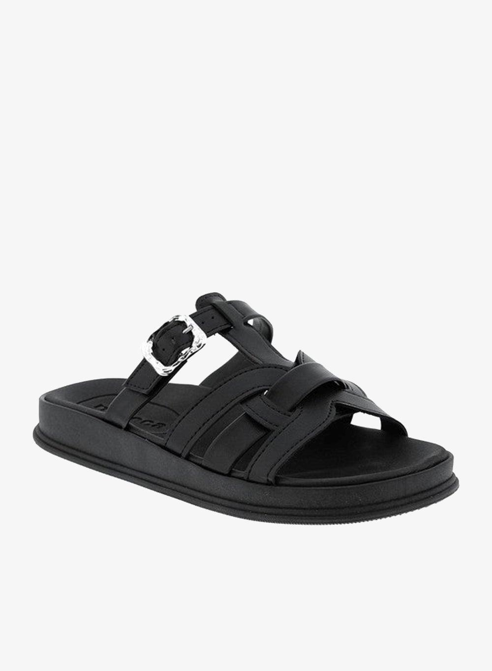 Black Women’s Flat Sandals – Cushioned Slip-On Comfort - Image 1