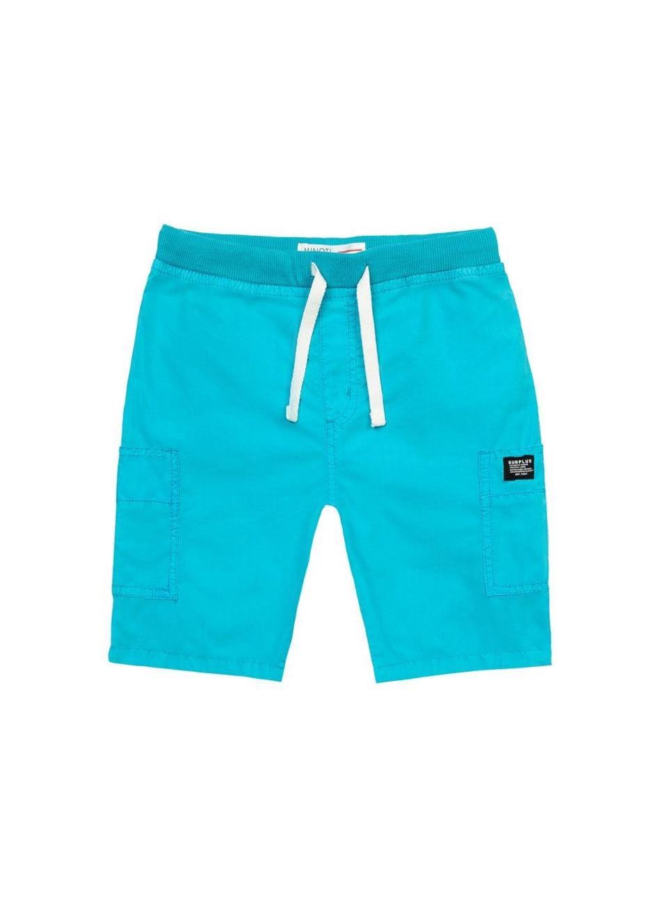 Turquoise Cotton Boys Drawstring Cargo Shorts - Image 1