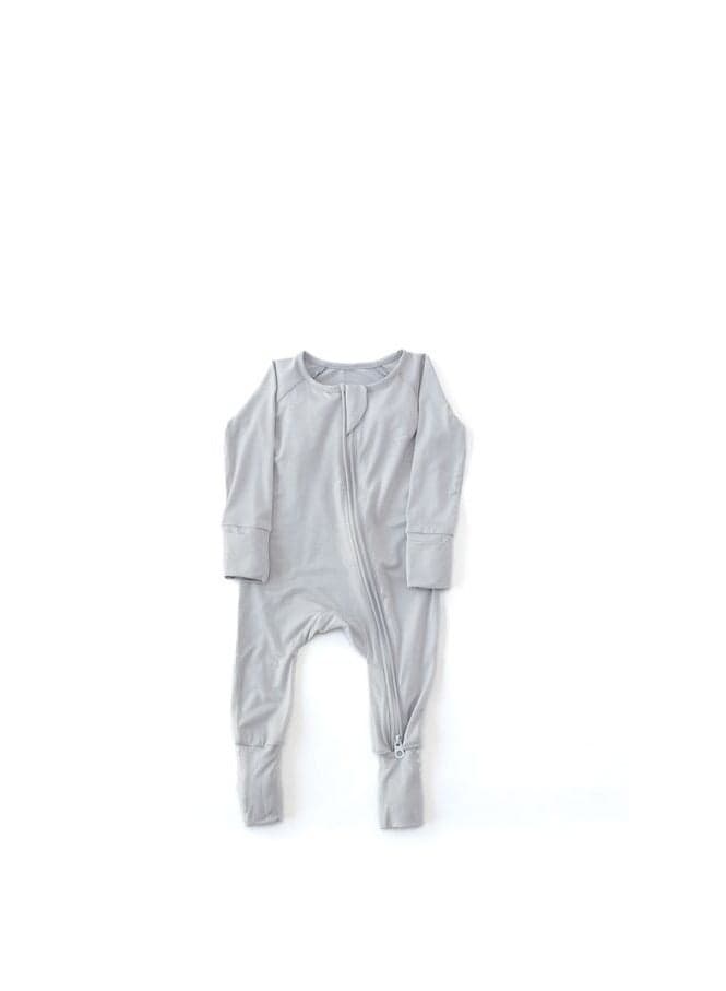 Cloudy Grey Bamboo Zipper Romper 0–3 Months - Image 1