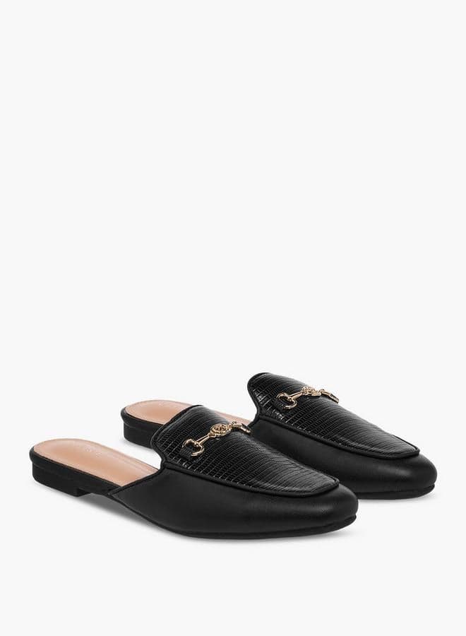Black Metal Accent Slip-On Mule Flats R25Ss06374 - Image 1