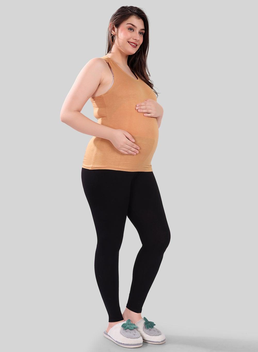 Beige Maternity Nursing Tank Top Set - Image 1
