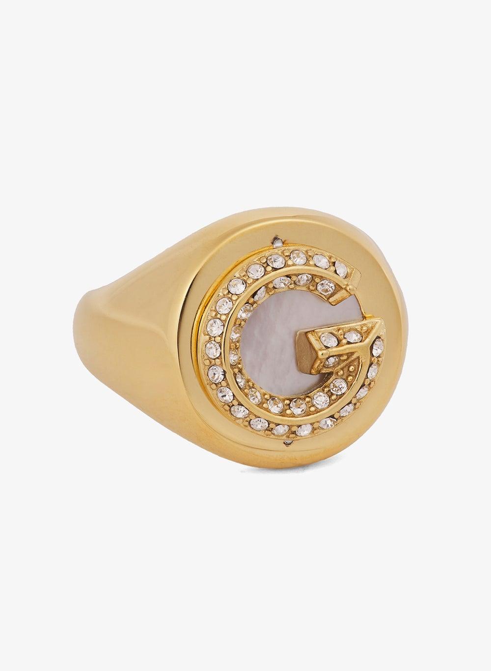 G Crystal Logo Stainless Steel Ring - Image 1