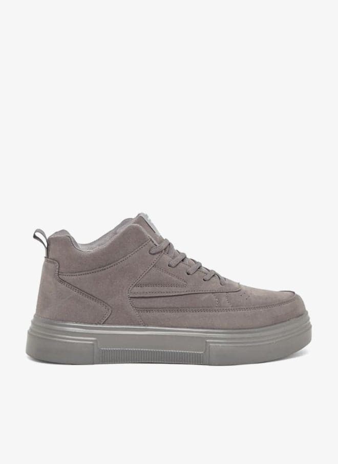 Grey High-Top Platform Lace-Up Sneakers 7011897514 - Image 1