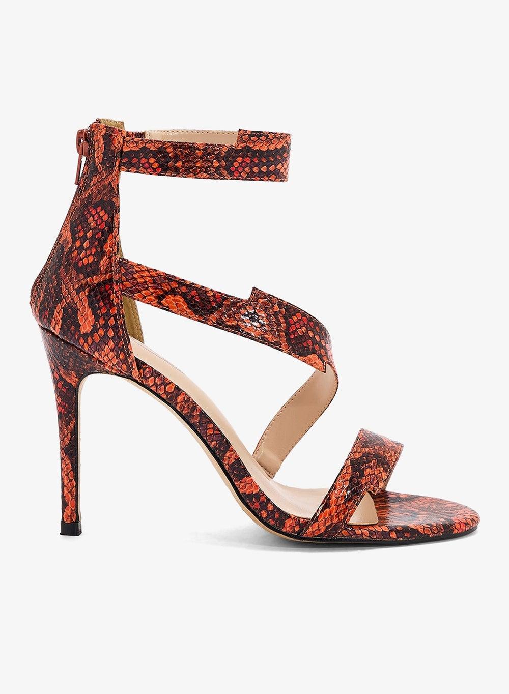 Orange Snake Print High Heel Sandal F10913Oq1 - Image 1