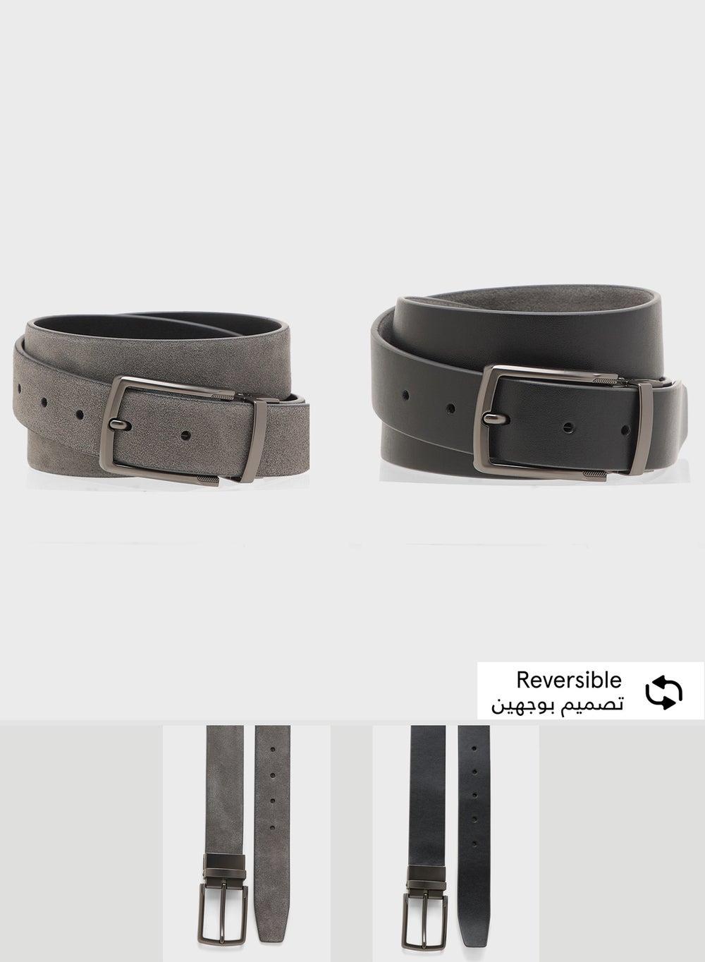 VB185 Grey Suede Smart Casual Resizable Belt - Image 1