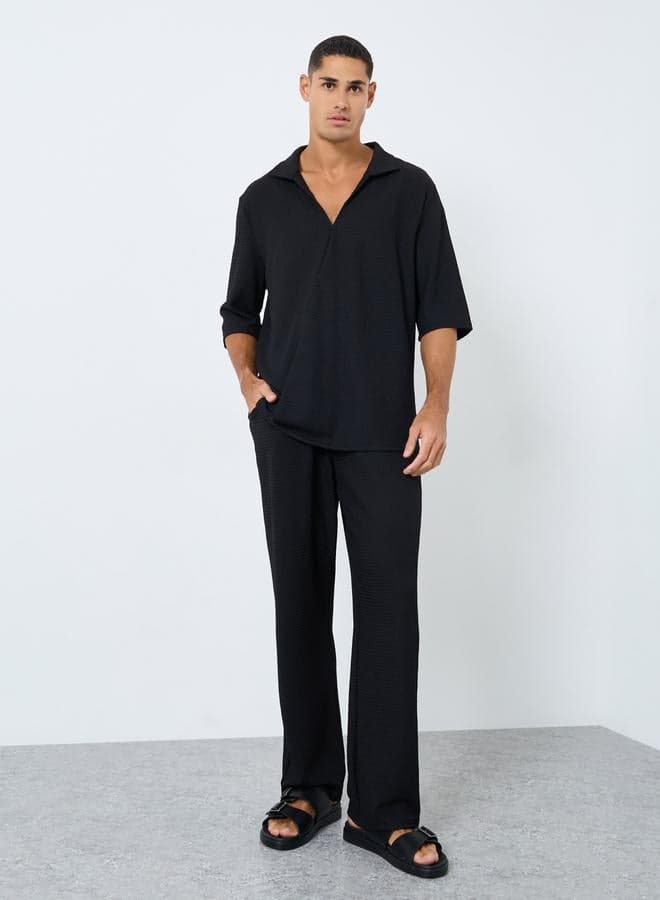 Styli Men’s Oversized Black Co-Ord Shirt & Pants Set - Image 1