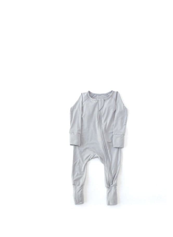 Organic Cloudy Grey Preemie Zipper Romper - Image 1