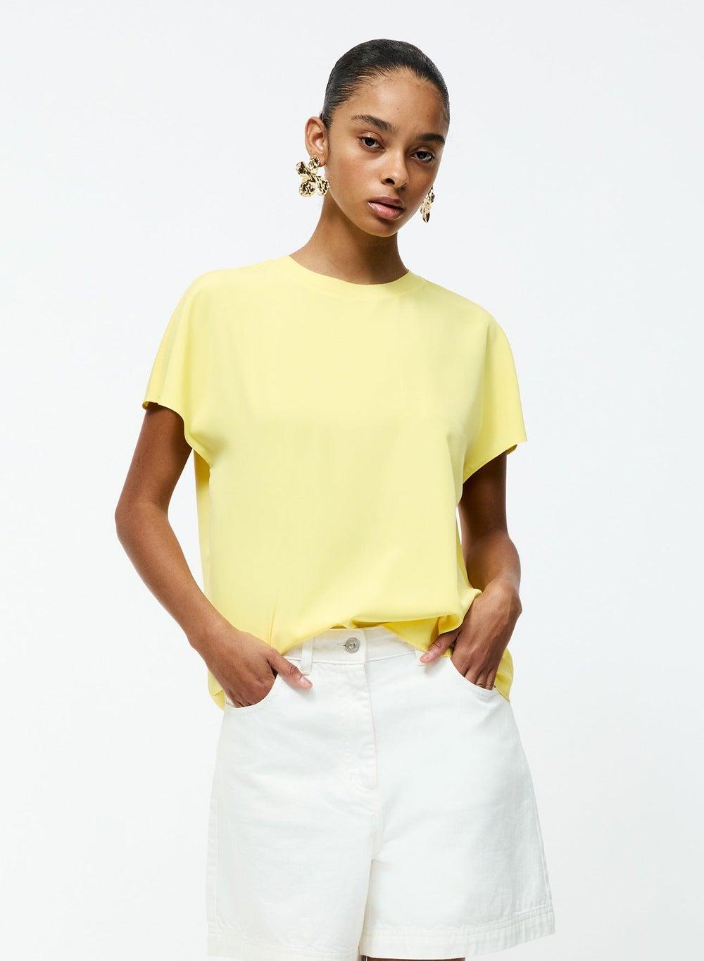 Capriana Crepe Crew Neck Top 72Yfm Butter Yellow - Image 1