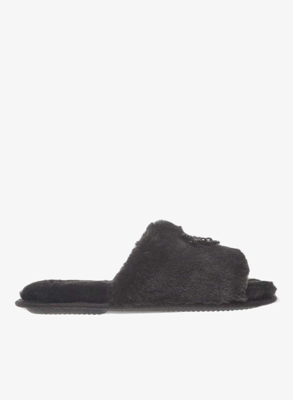 Women’s Bow Appliqué Slip-On Slippers Tz 10850Black - Image 1