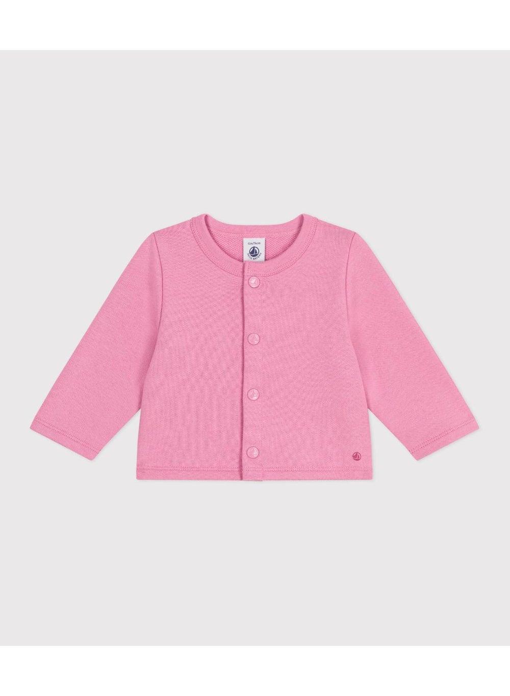 Baby Cotton Fleece Cardigan in Boudoir Tone - Image 1