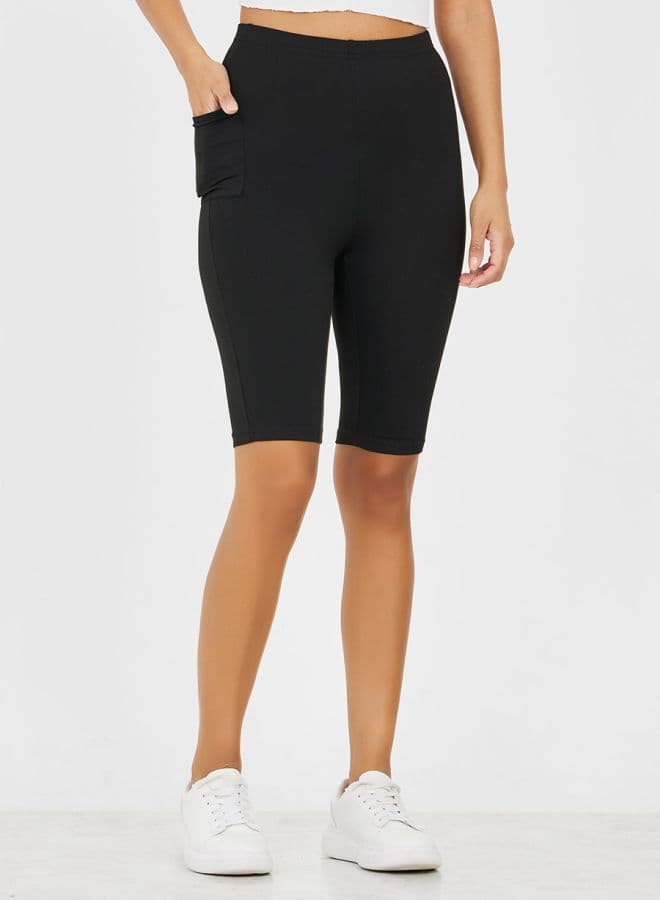 Black Side Pocket Cycling Shorts 7005366101 - Image 1