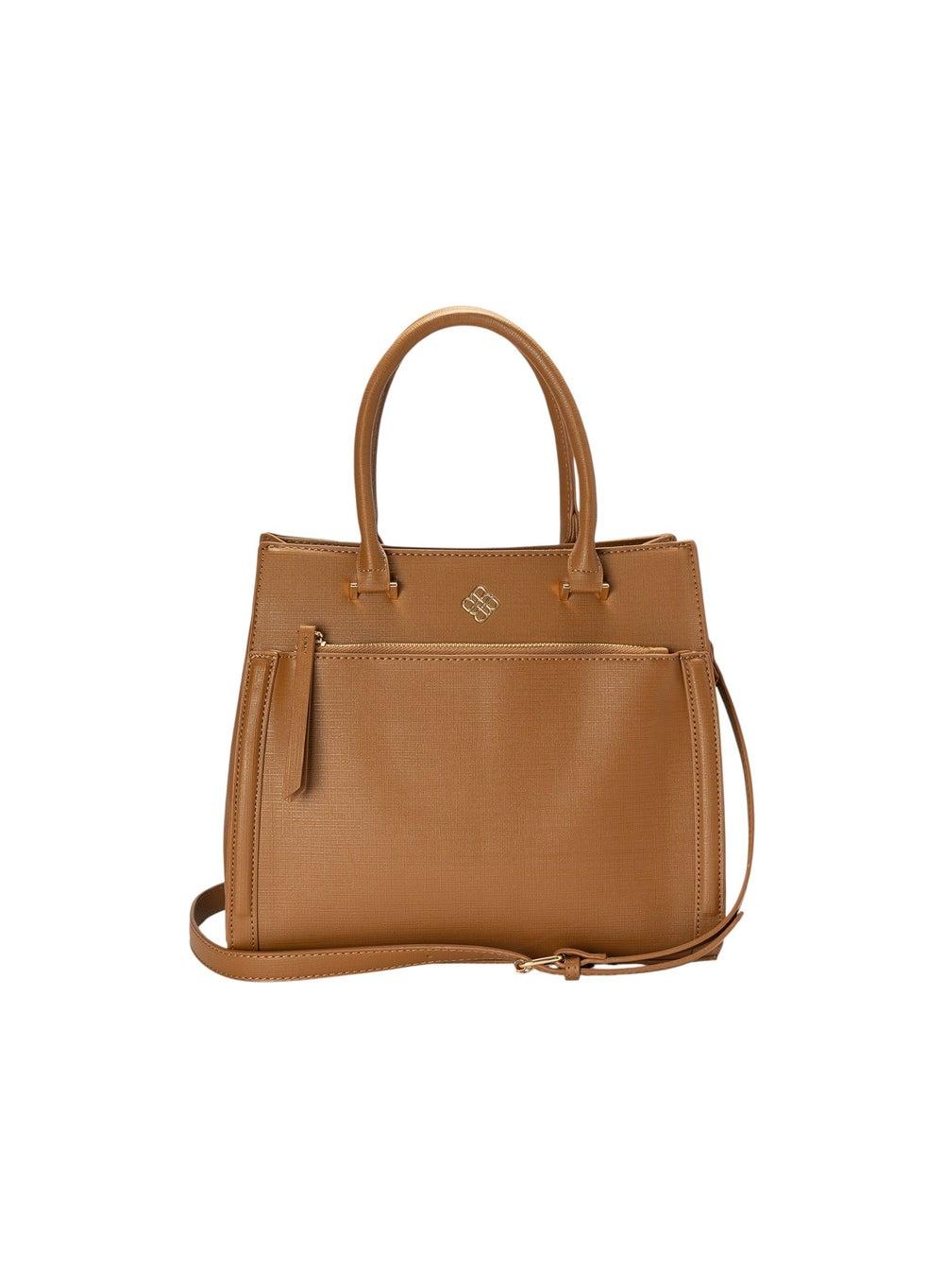 Textured Top Handle Satchel 951 3105 Brown - Image 1
