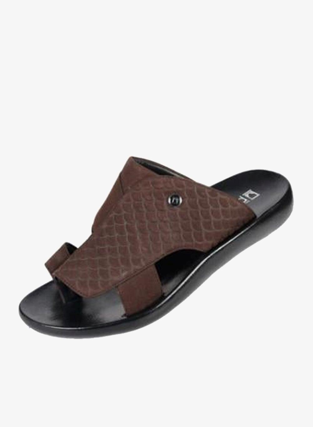 Barjeel Uno 008-3567 Leather Finger Grip Sandals Brown - Image 1