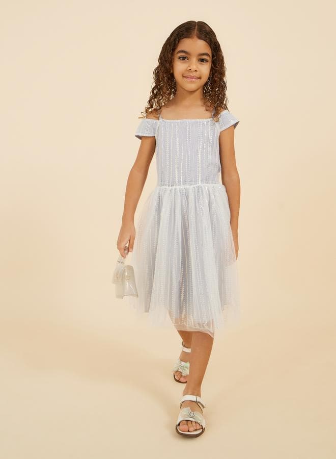 Light Blue Tulle Party Dress 2112236132Silver - Image 1