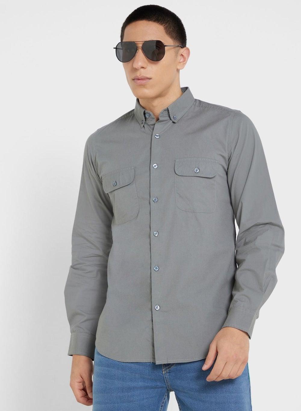 Pure Cotton Double Pocket Casual Shirt for Men - Image 1