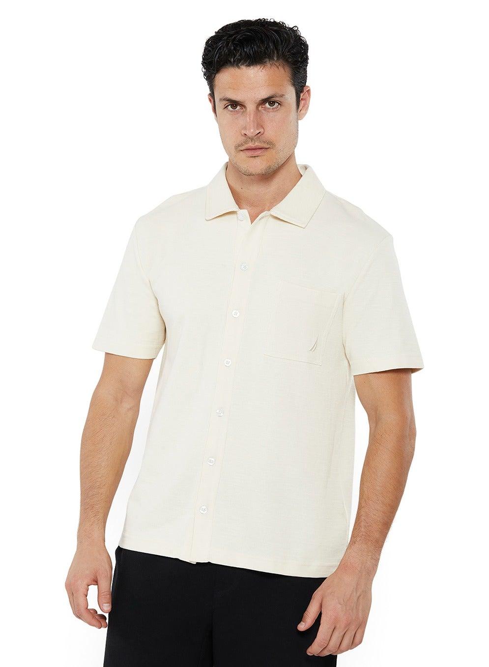 Premium Waffle Cotton Logo Shirt N1R02928 Buff - Image 1