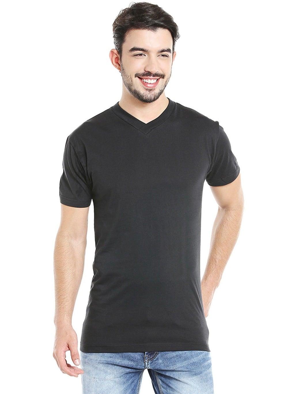 BYC MT500VBC Men’s Black Cotton V-Neck T-Shirt 3-Pack - Image 1