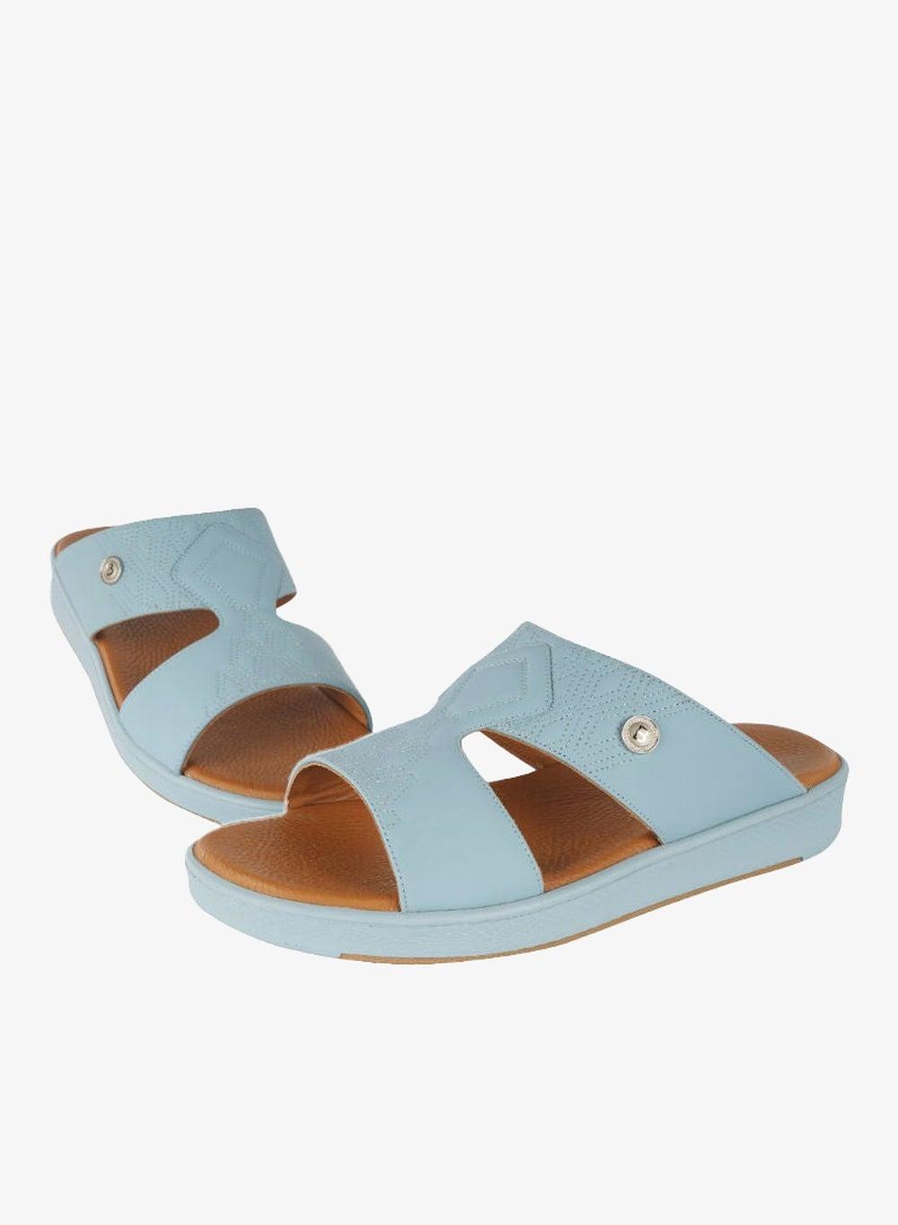 Barjeel Uno B03 Sky Blue Leather Arabic Sandals - Image 1