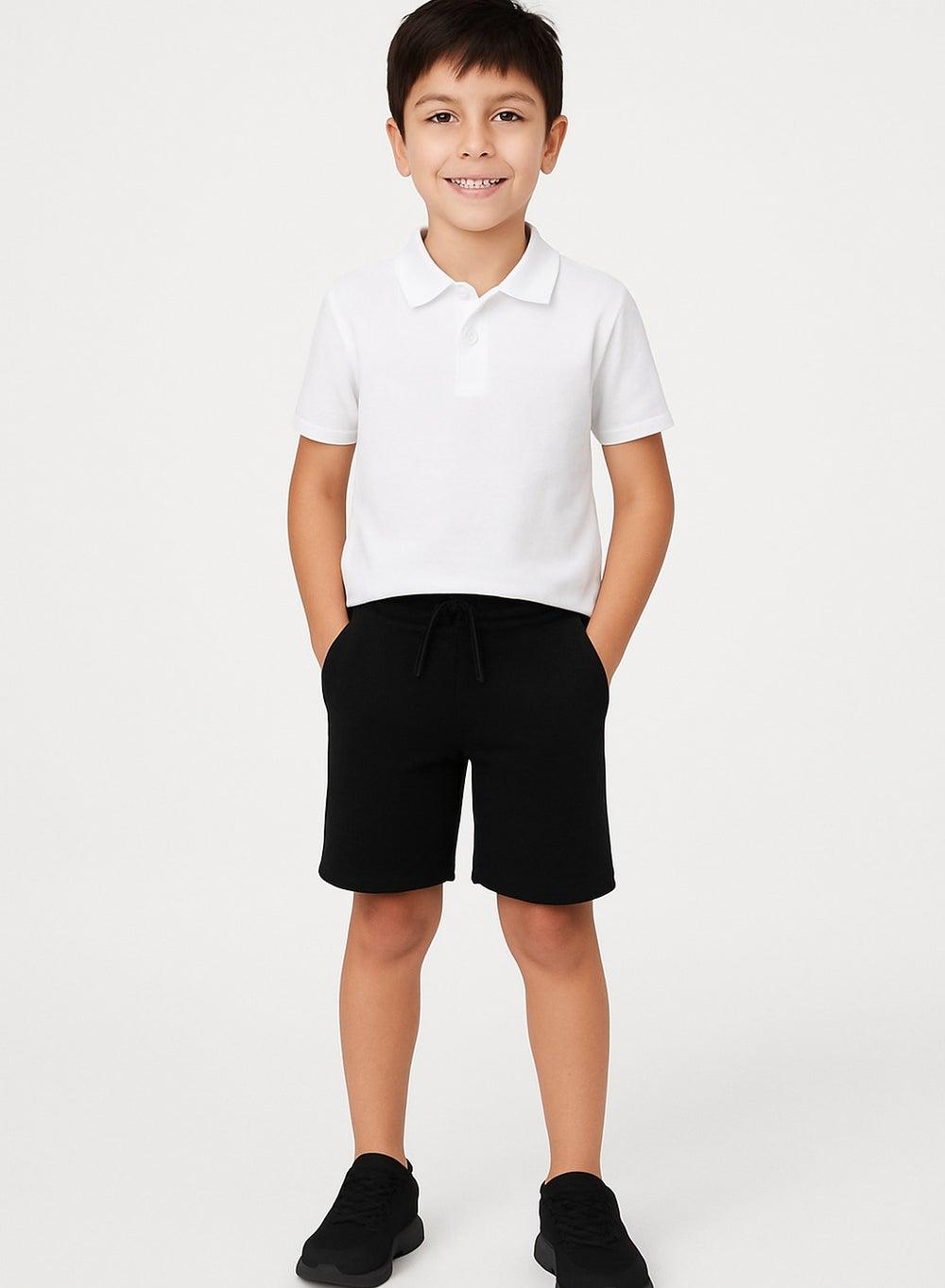 Boys Black French Terry Cotton Shorts 240 GSM - Image 1