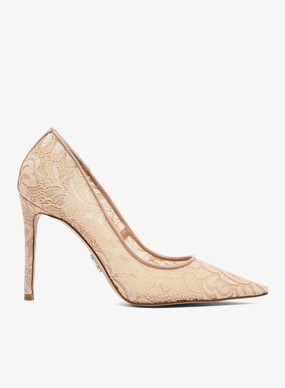 Thrive-lm Floral Lace Pointed Toe Mule Pumps - Image 1