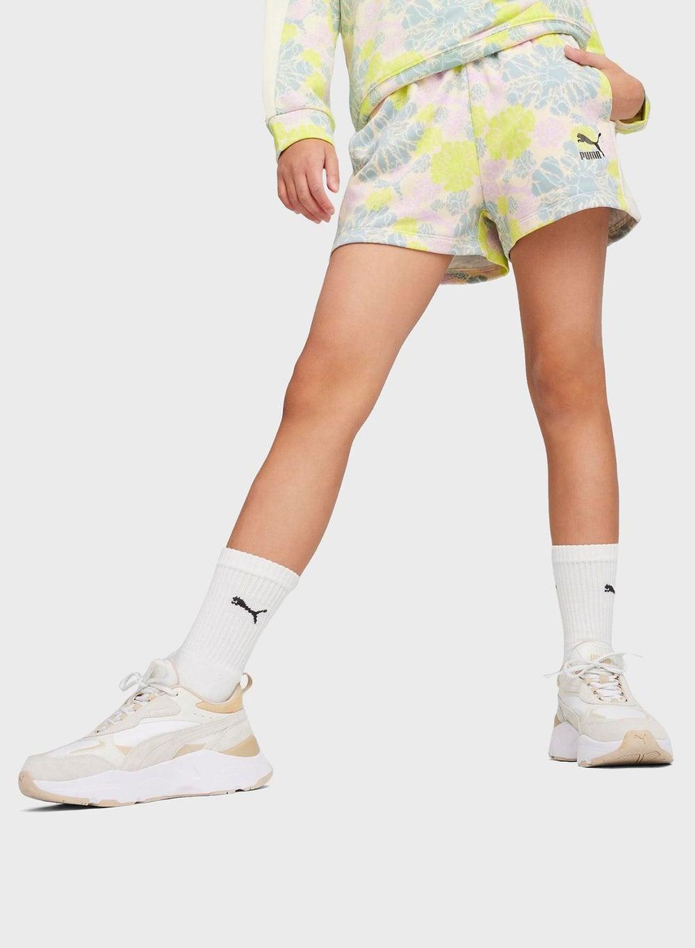 PUMA Kids T7 Sunflower Print Relaxed Shorts - Image 1