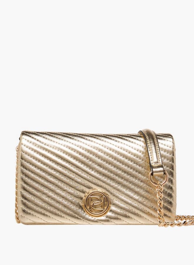 Gold Quilted Crossbody Chain Bag Mtc C73676 - Image 1