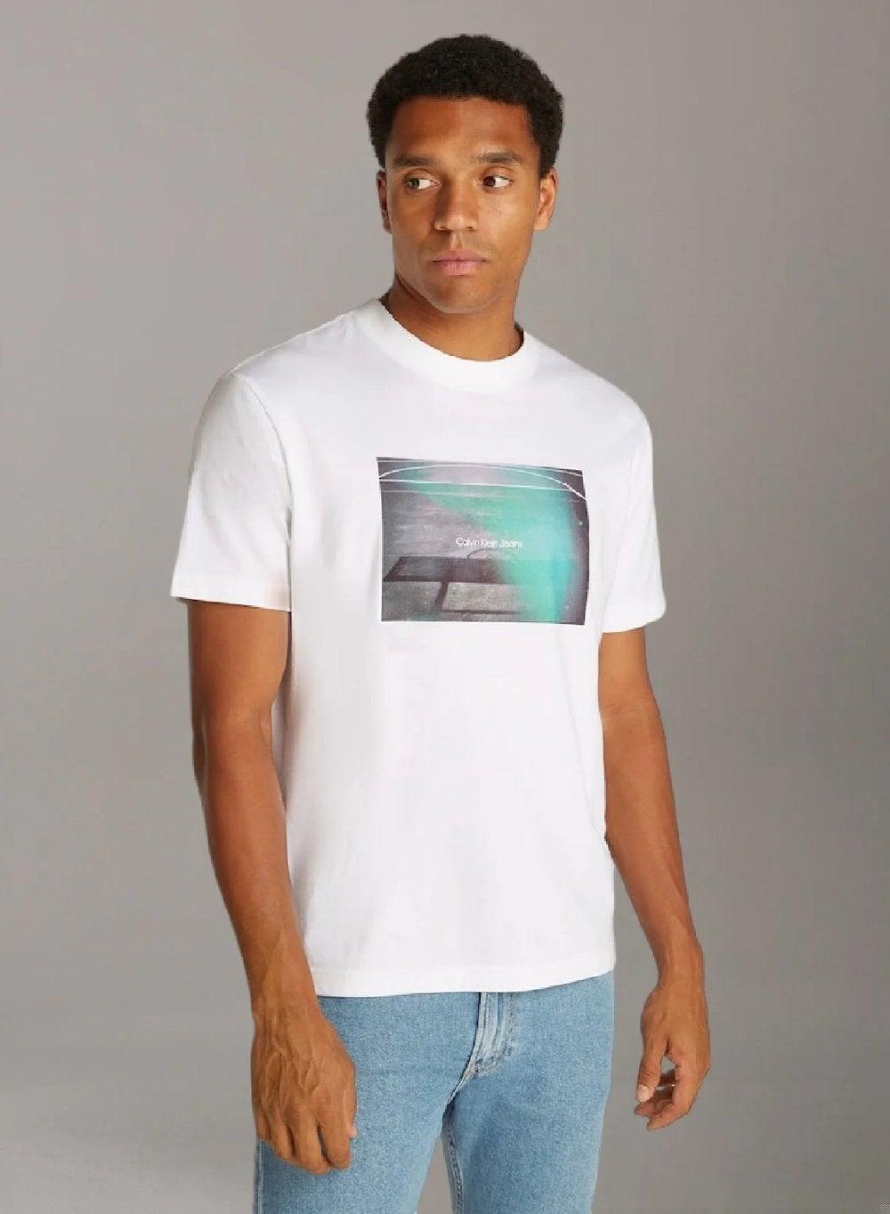 Bright White Basketball Court Graphic Tee - Image 1