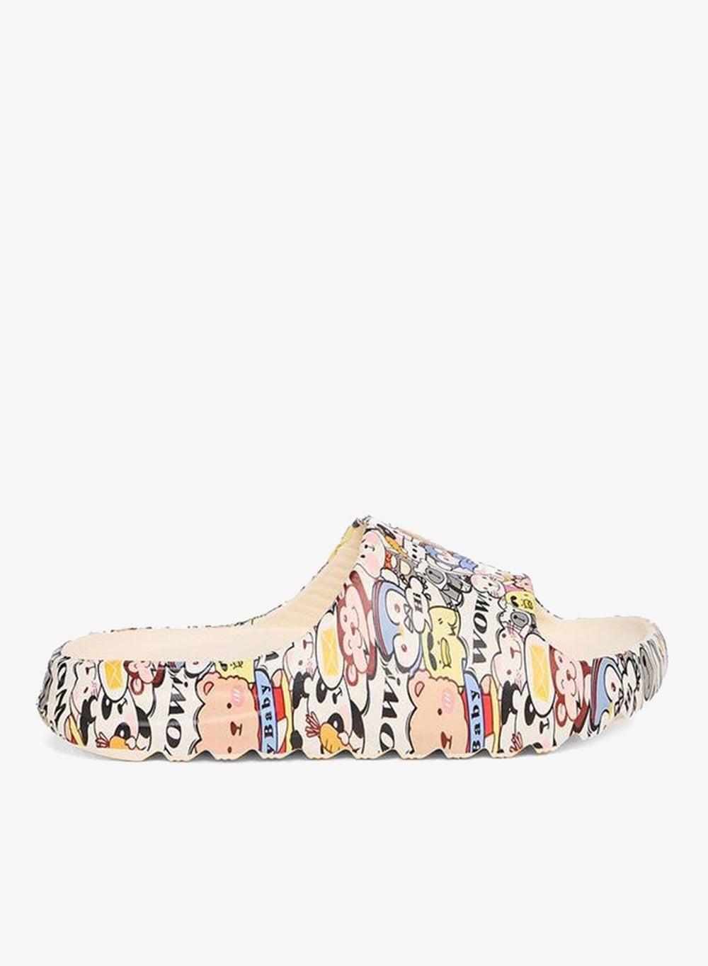 Multicolour Bear Print Slides 7006312320Multi - Image 1