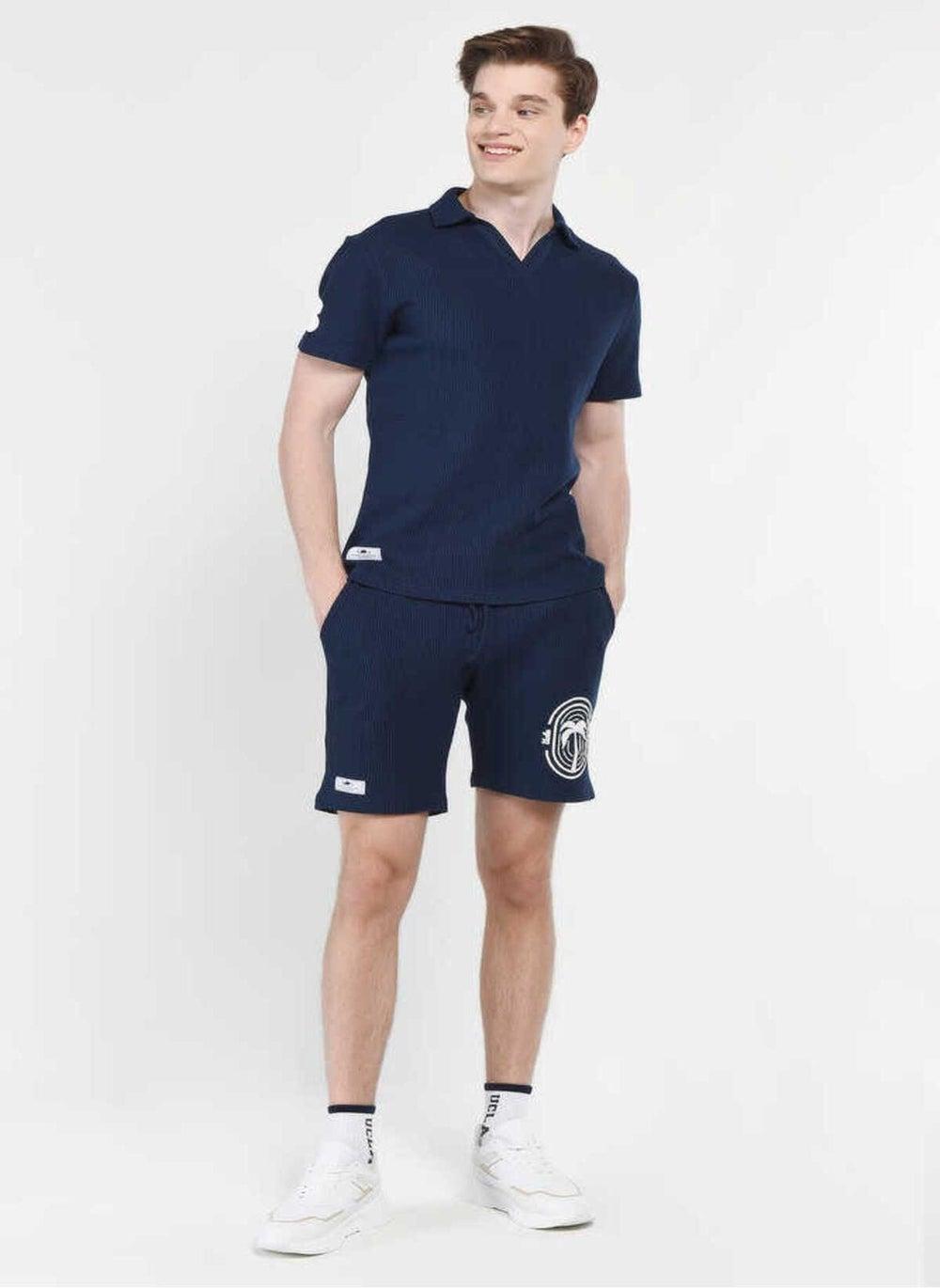 SIERGE Blue Cotton Casual Shorts - Image 1