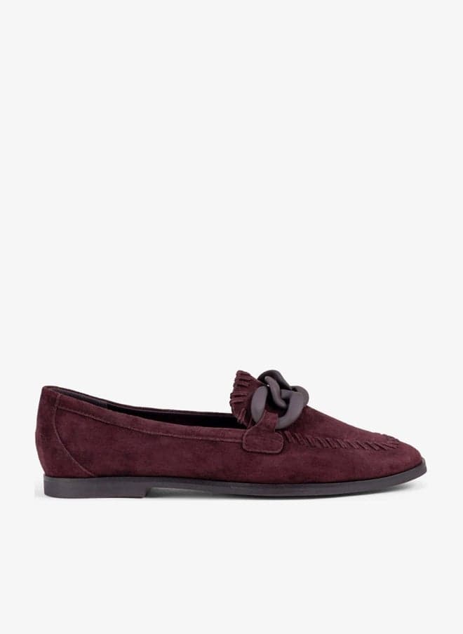 Bordeaux Suede Chain Loafers - Image 1