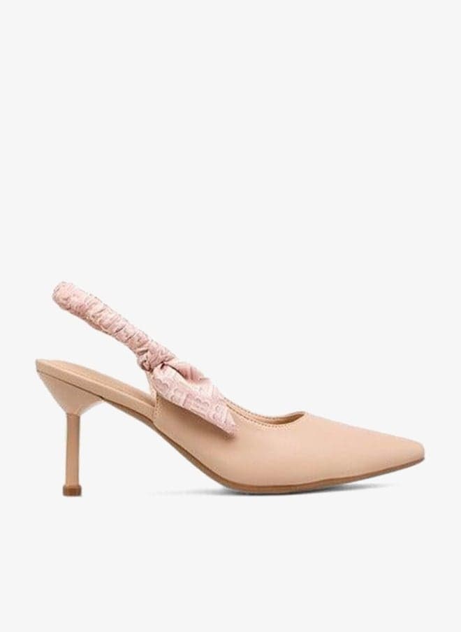 Ruched Slingback Stiletto Heels AF3111 Beige - Image 1